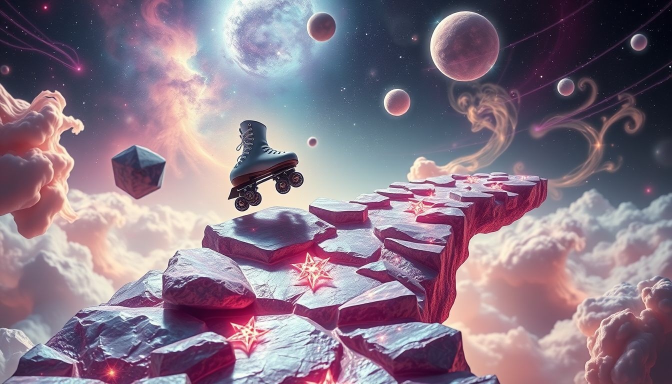 Dromen over rolschaatsen op hobbelige wegen symboliseren levensuitdagingen.