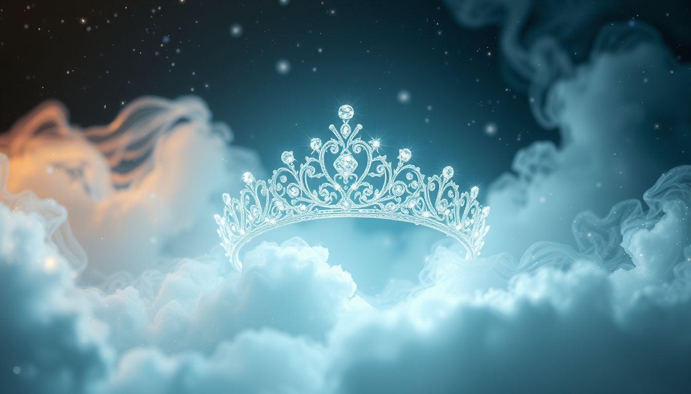 Een glinsterende diamanten tiara symboliseert zuiverheid en koninklijke elegantie.