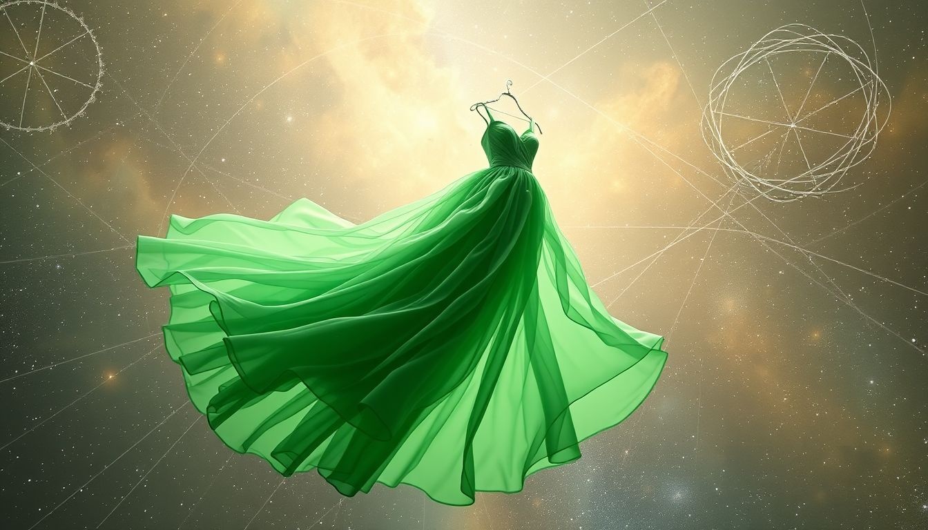 Een groene feestjurk symboliseert groei, hoop en nieuwe kansen.