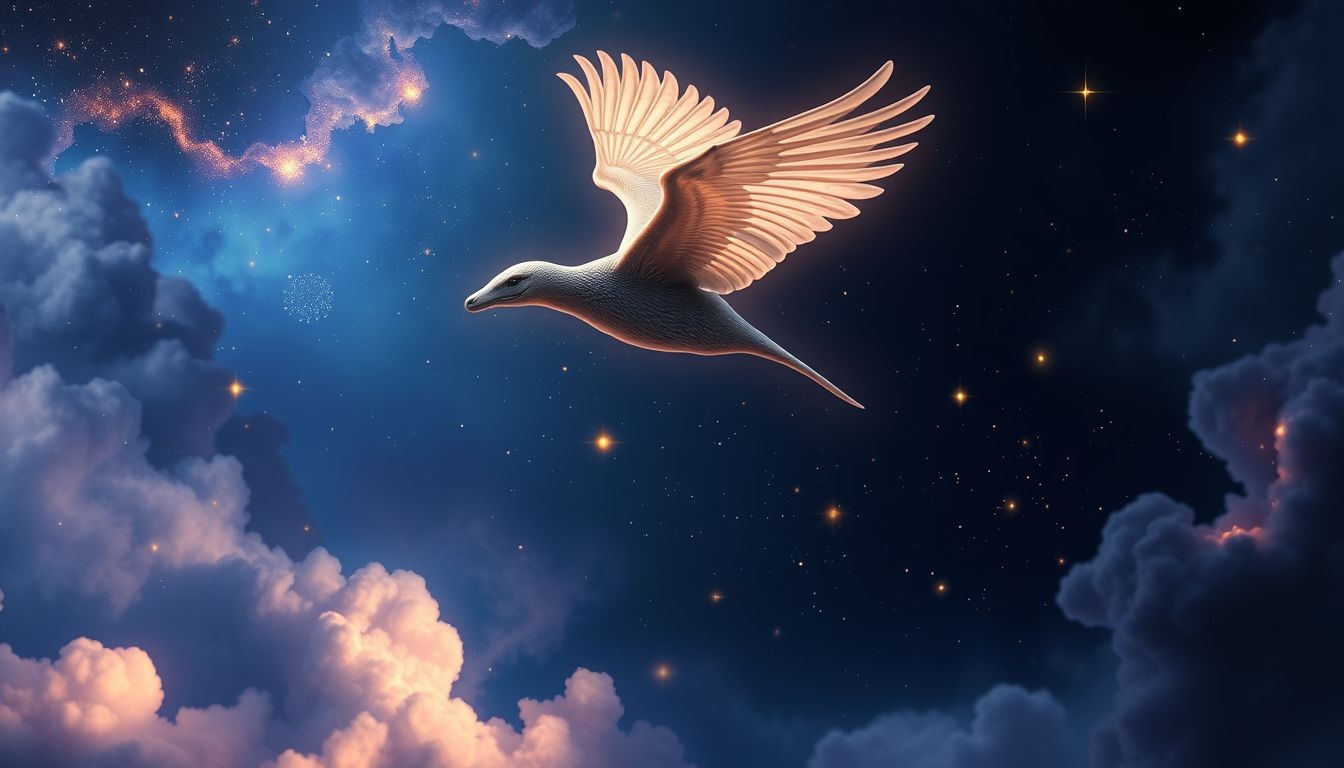 Een vliegende miereneter symboliseert onverwachte vrijheid en creatieve energie.