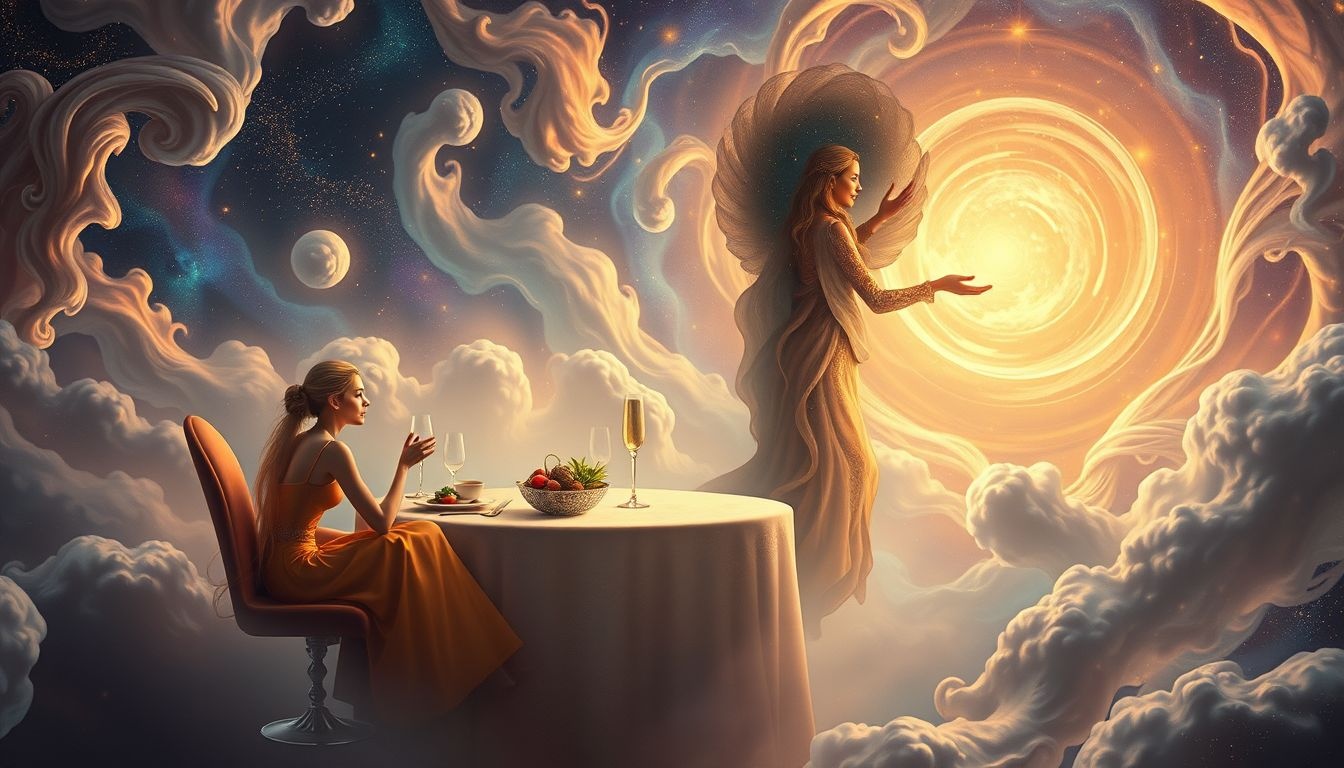 Lunchen met een beroemdheid symboliseert verlangen naar erkenning en succes.