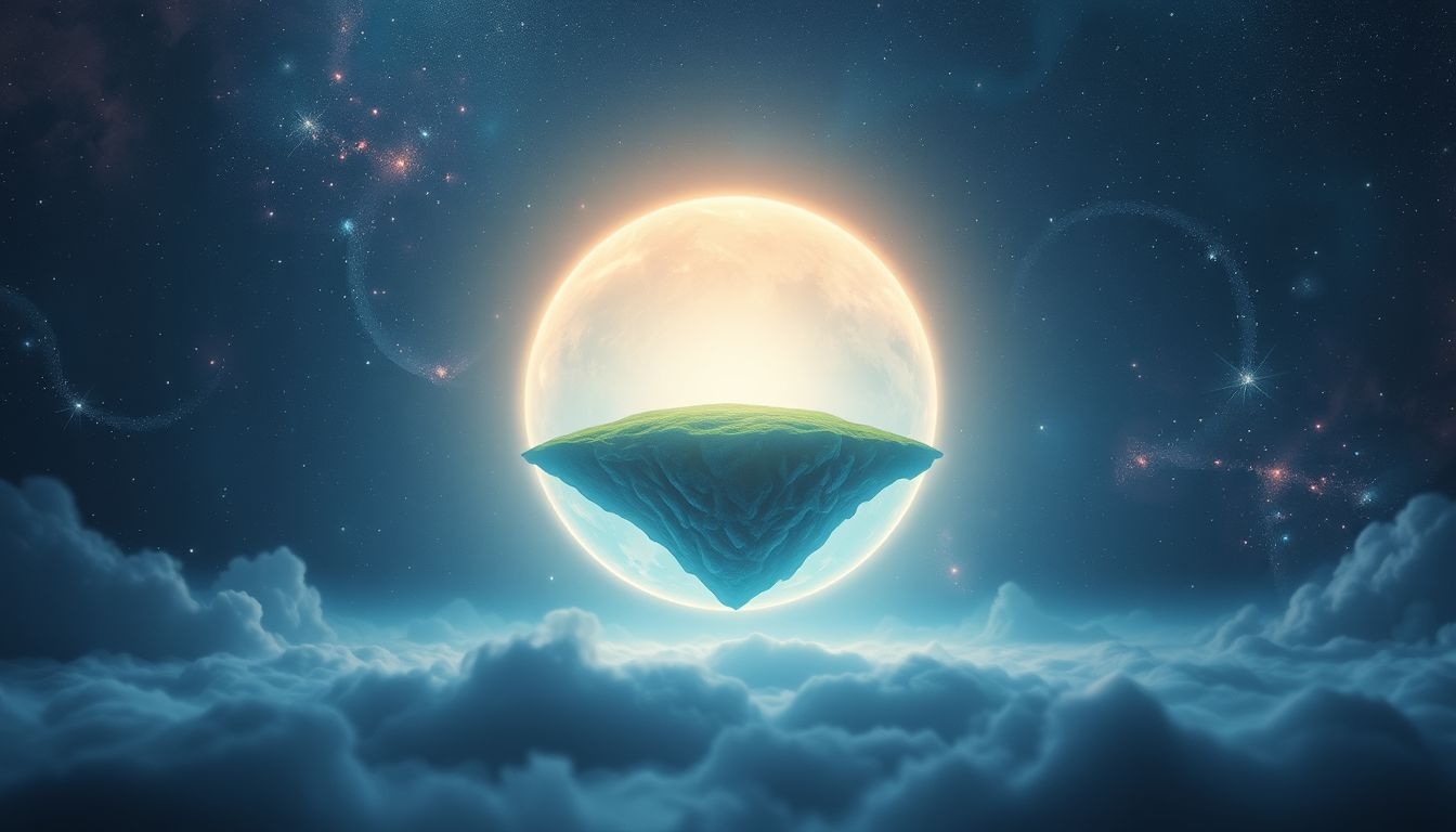 Een cirkelvormig eiland symboliseert compleetheid en geborgenheid in dromen.