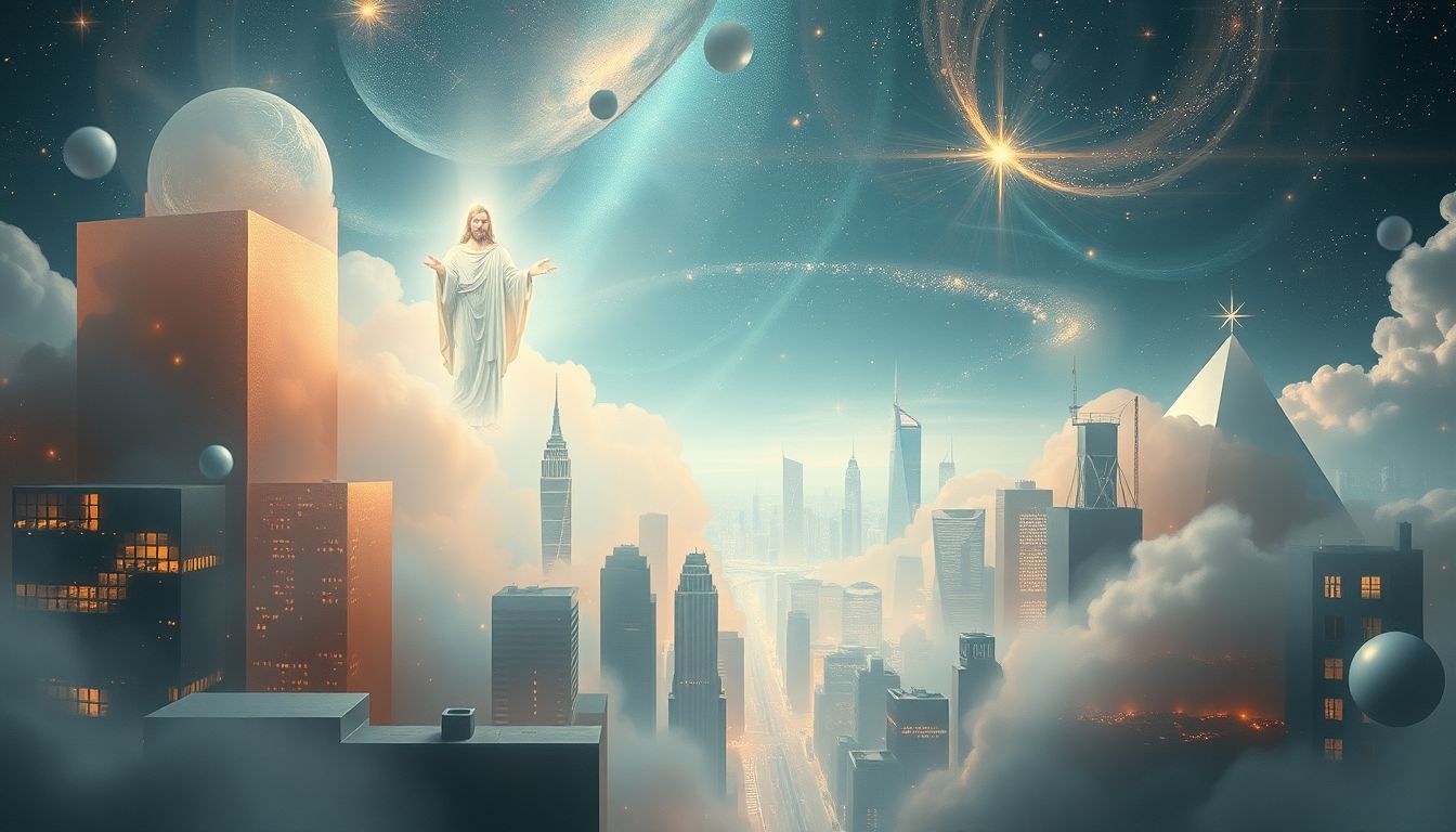 Een apostel in moderne omgeving symboliseert spirituele leiding in dagelijks leven.