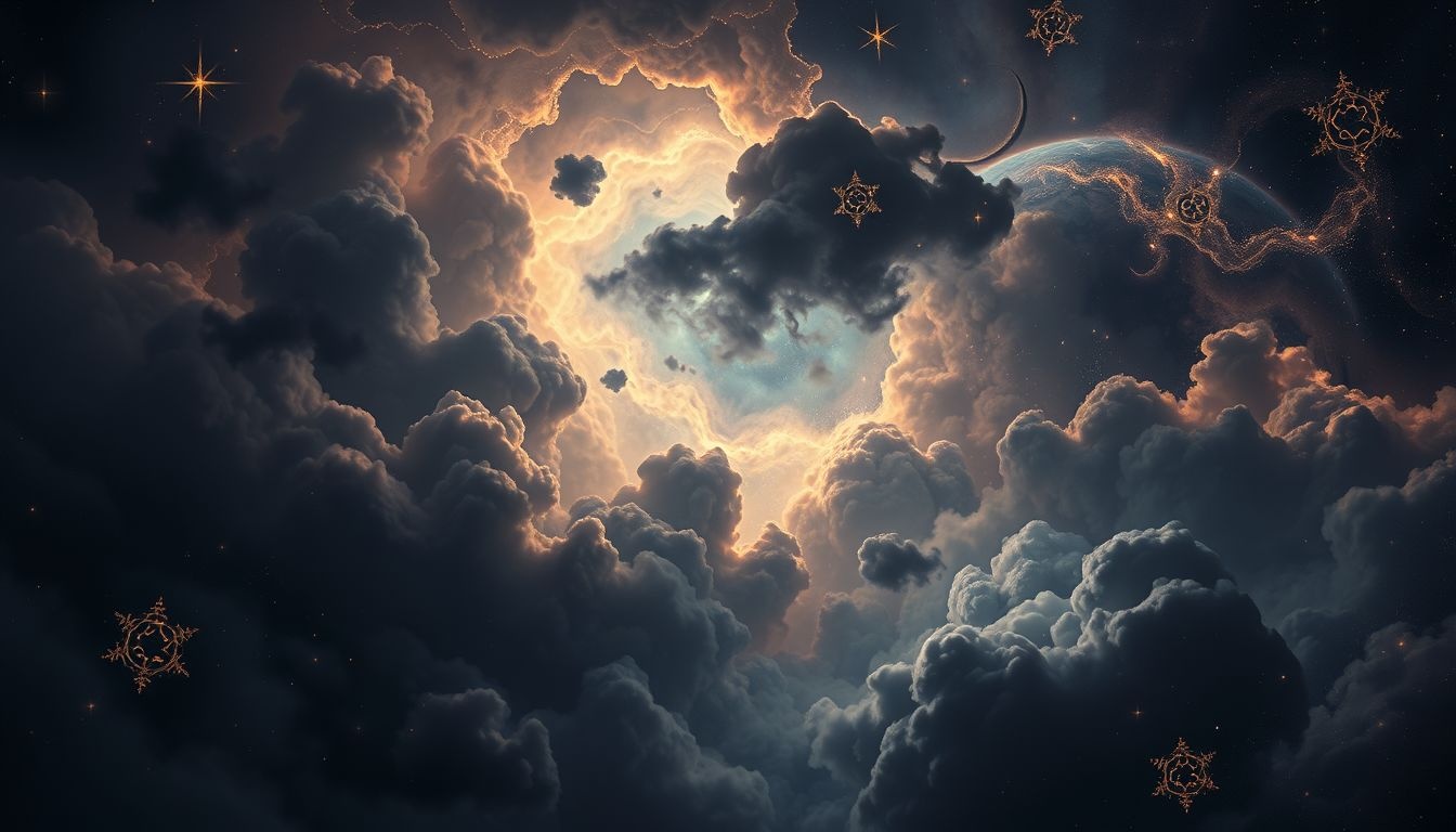 Donkere wolken in dromen symboliseren vaak naderend onheil of stress.