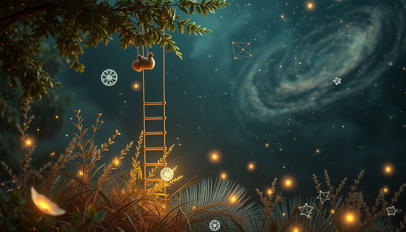 Een kippenladder in de natuur symboliseert groei en vrijheid.