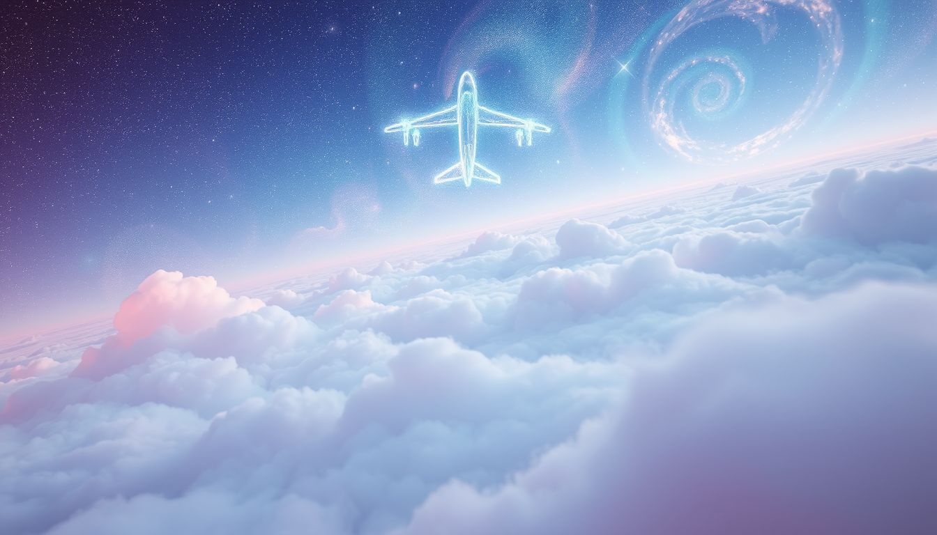 Dromen over wolken vanuit een vliegtuig symboliseren nieuwe perspectieven.