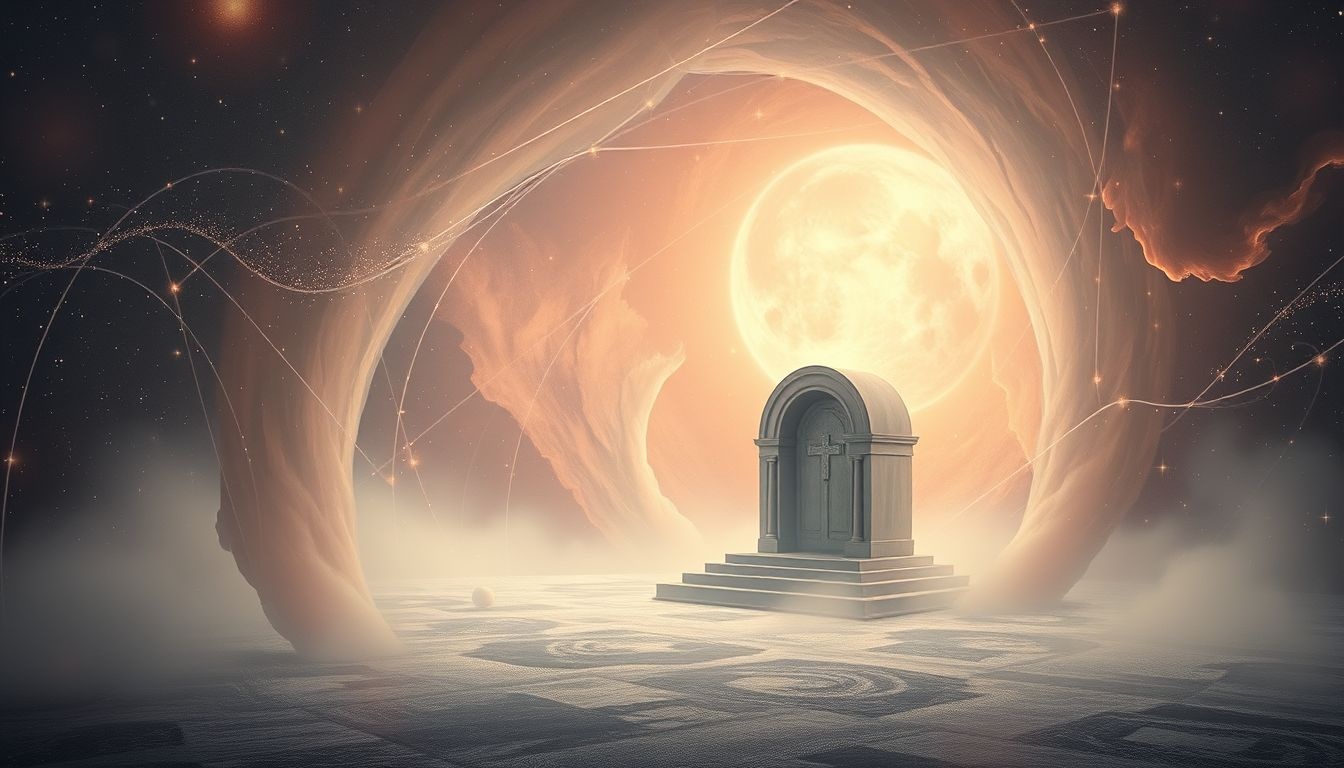 Een stille mortuariumkamer symboliseert innerlijke rust en acceptatie van vergankelijkheid.