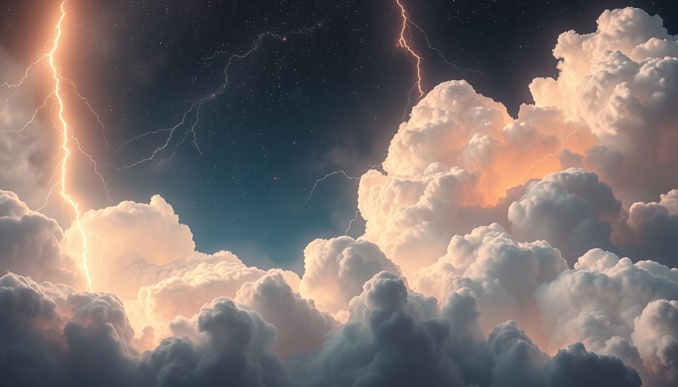 Dromen over bliksem tussen wolken symboliseren plotselinge inzichten en veranderingen.