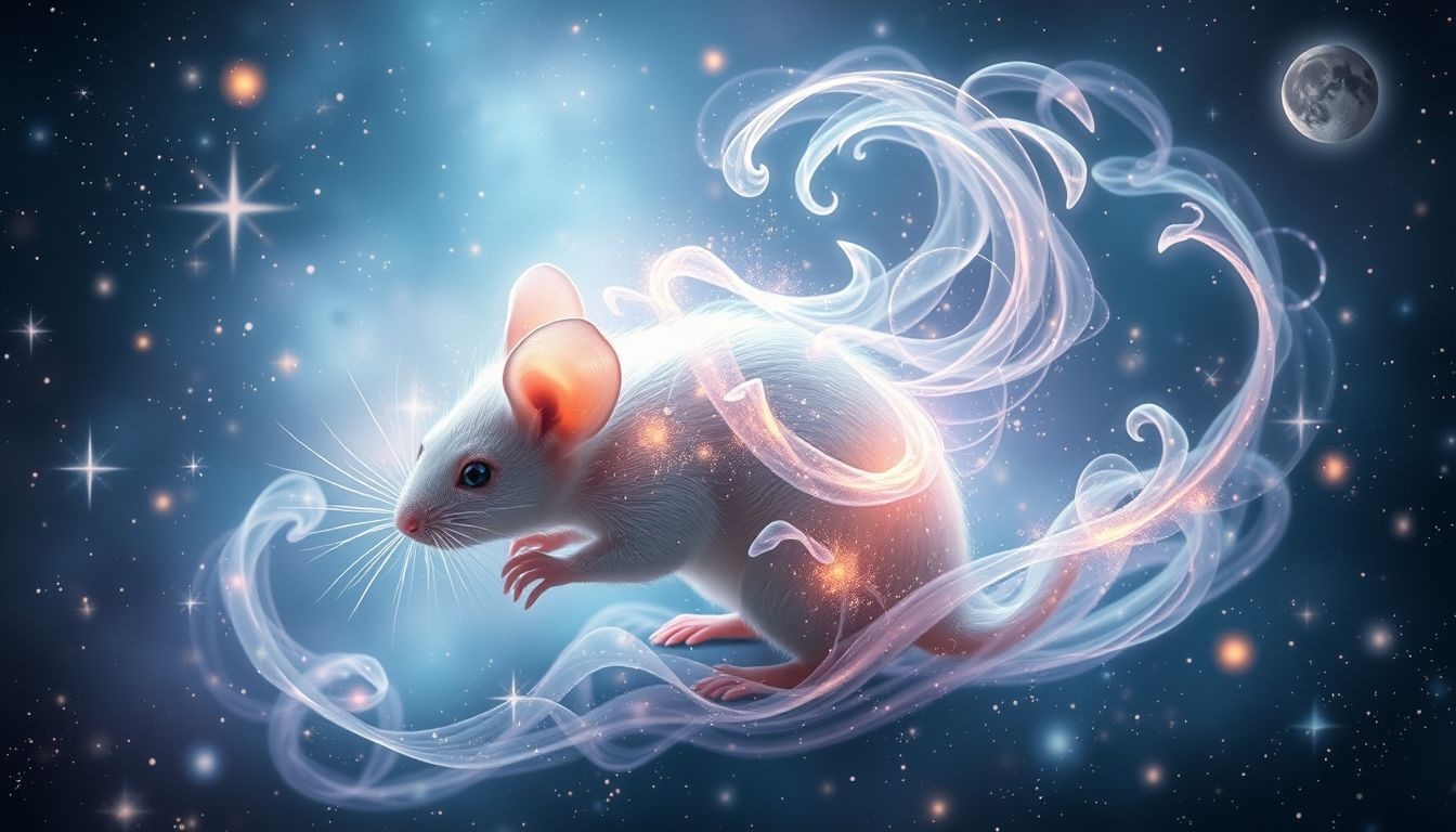 Een muis die transformeert symboliseert innerlijke groei en verandering.