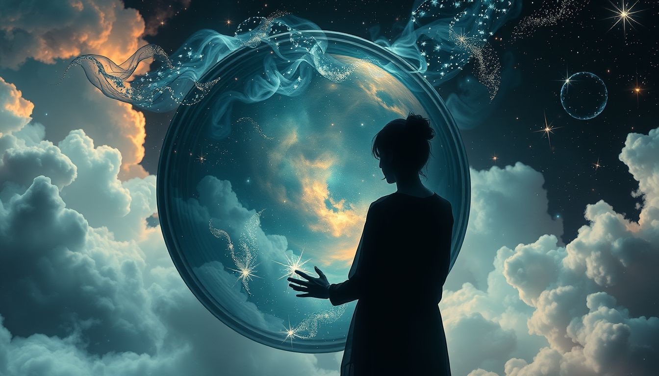 Een nachtbraker in een spiegel symboliseert innerlijke reflectie en onrust.
