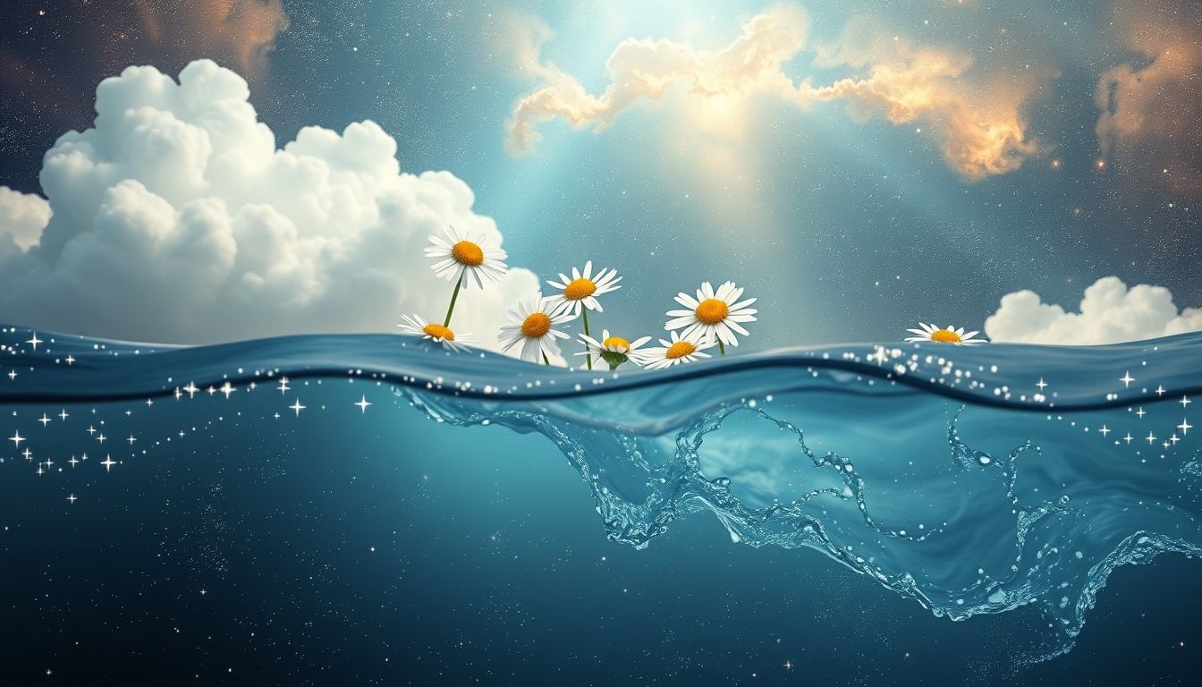 Dromen over kamille en water symboliseren innerlijke rust en heling.