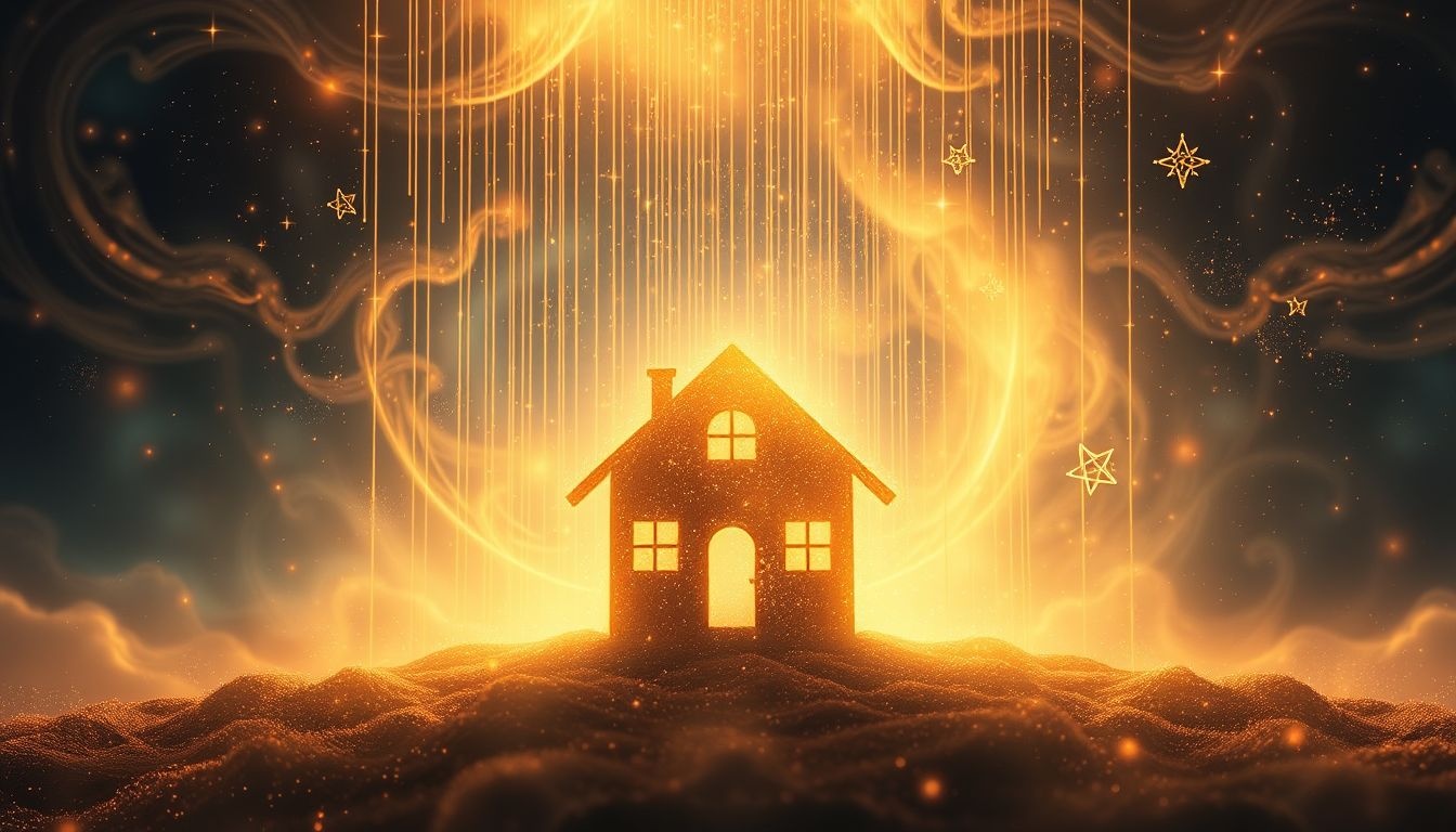 Gouden regen symboliseert overvloed en bescherming in je huis.