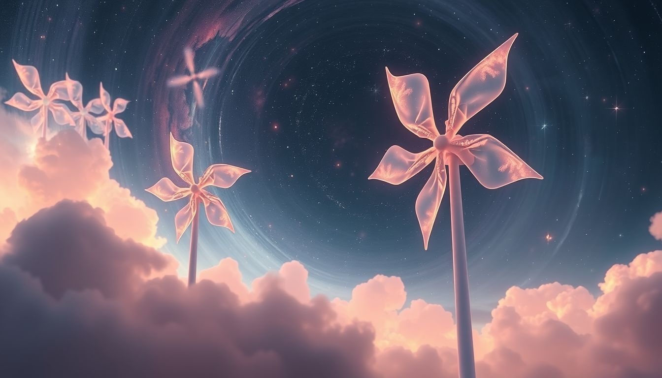 Dromen over draaiende wieken zonder wind symboliseren innerlijke kracht.