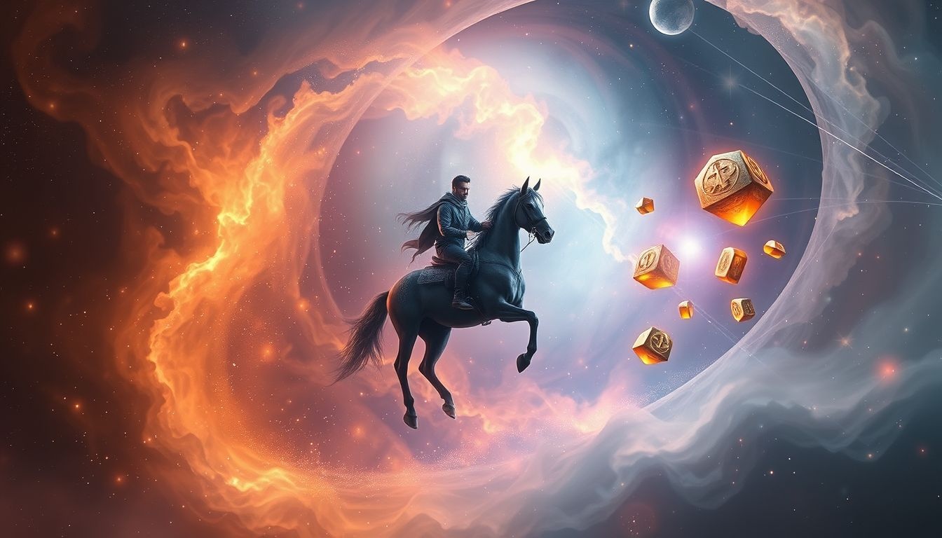 Een eenzame ruiter die een schat vindt symboliseert onverwachte innerlijke rijkdom.