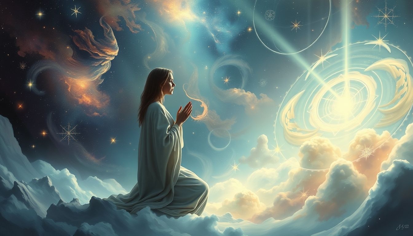 Een biddende profeet symboliseert spirituele leiding en innerlijke rust.