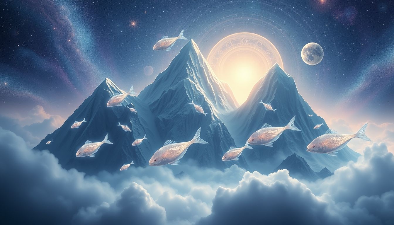 Droom 9 onthult innerlijke rust door siselen tussen bergtoppen.