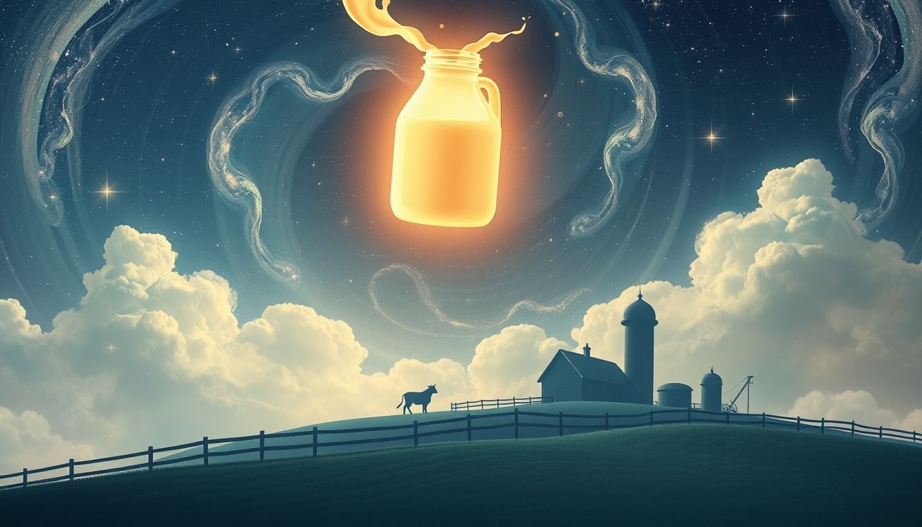 Een melkkan in droom symboliseert overvloed en vruchtbaarheid op boerderij.