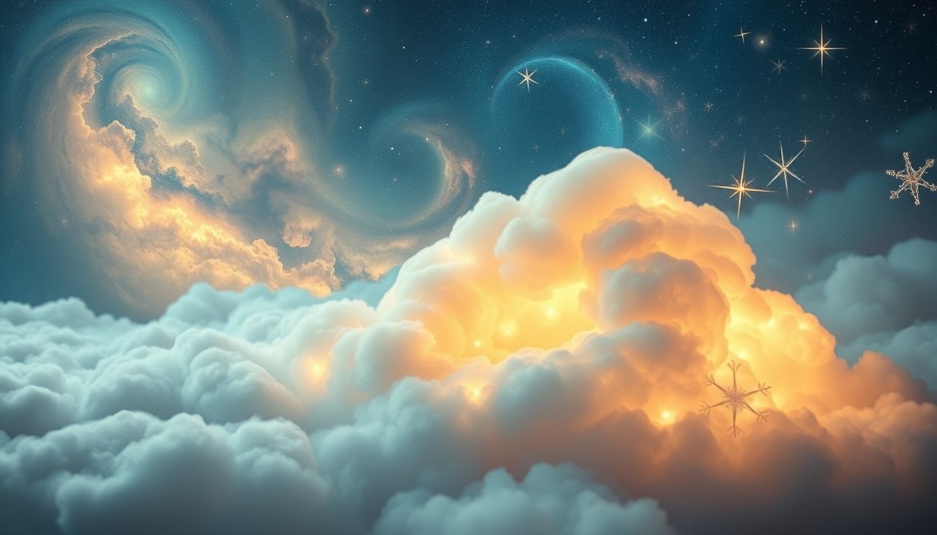 Dromen over wolken symboliseren vaak comfort en geborgenheid.