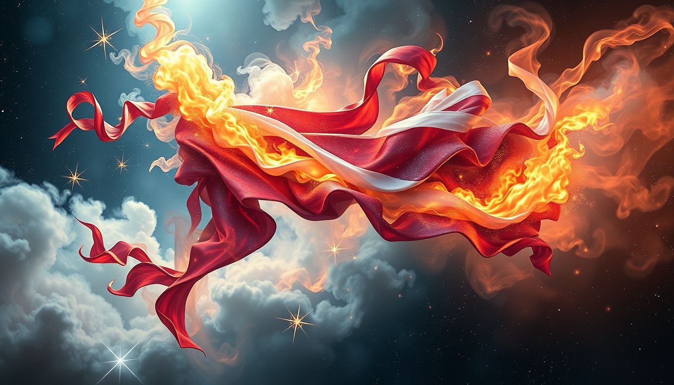 Een brandende Stars and Stripes symboliseert rebellie en maatschappelijke onrust.