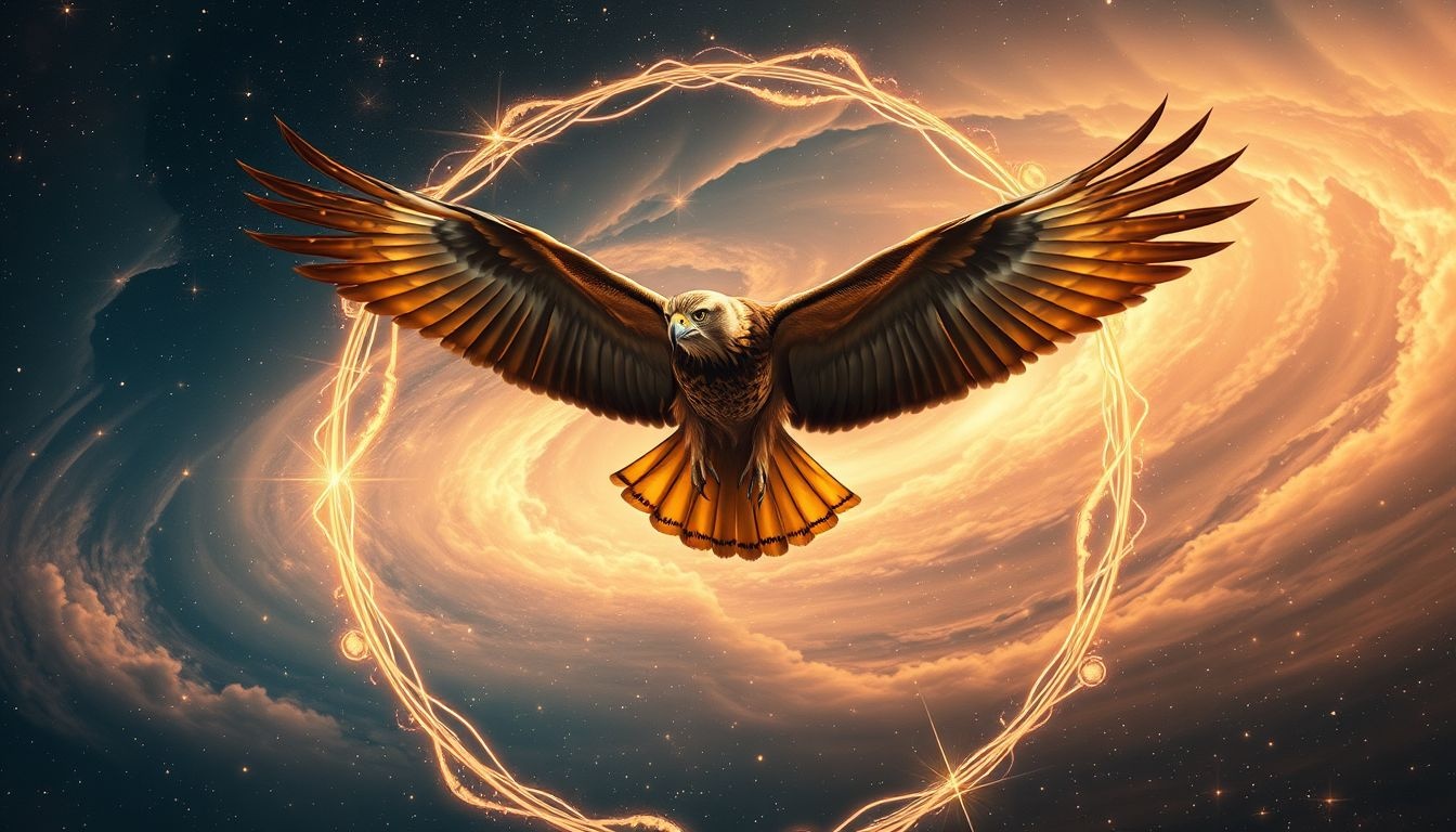 Een havik die cirkelt symboliseert focus en spirituele waakzaamheid.