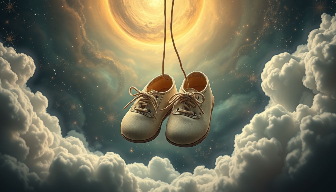 Oude babyschoentjes in dromen symboliseren vaak verloren onschuld.