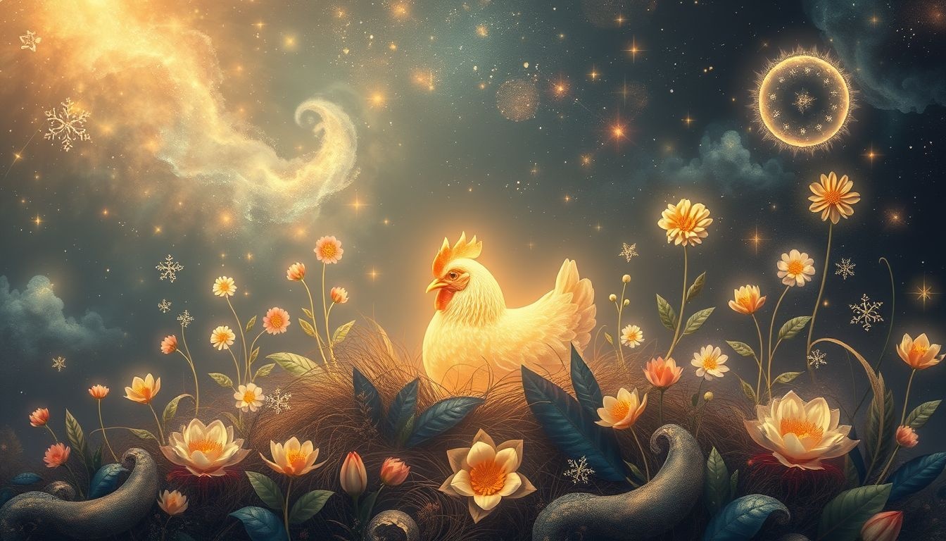 Dromen over kip in tuin symboliseert groei, rijkdom en voorspoed.