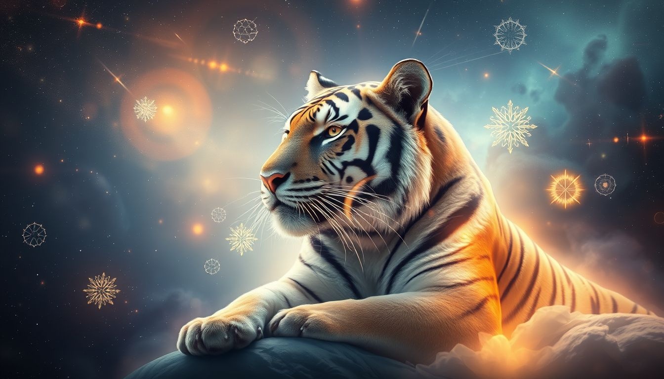 Een pratende tijger symboliseert verborgen wijsheid en intuïtieve kracht.