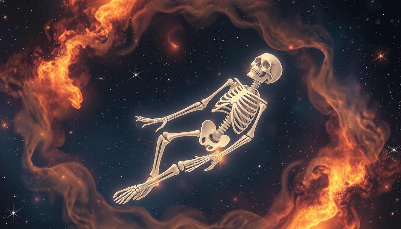 Dromen over een skelet symboliseert vaak verborgen angsten en waarheid.