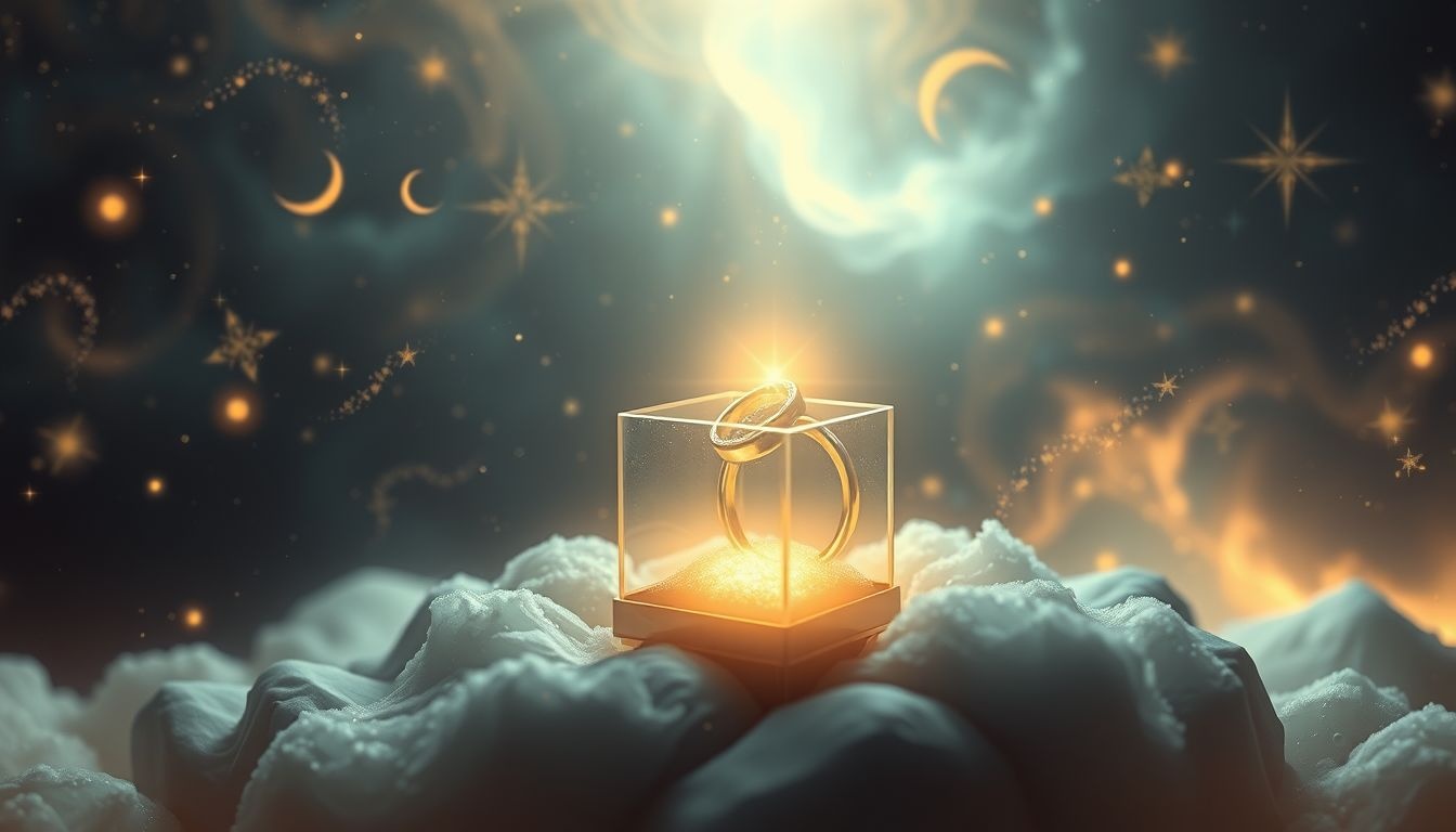 Dromen over trouwringen in een doosje symboliseert verborgen verlangens naar verbondenheid.