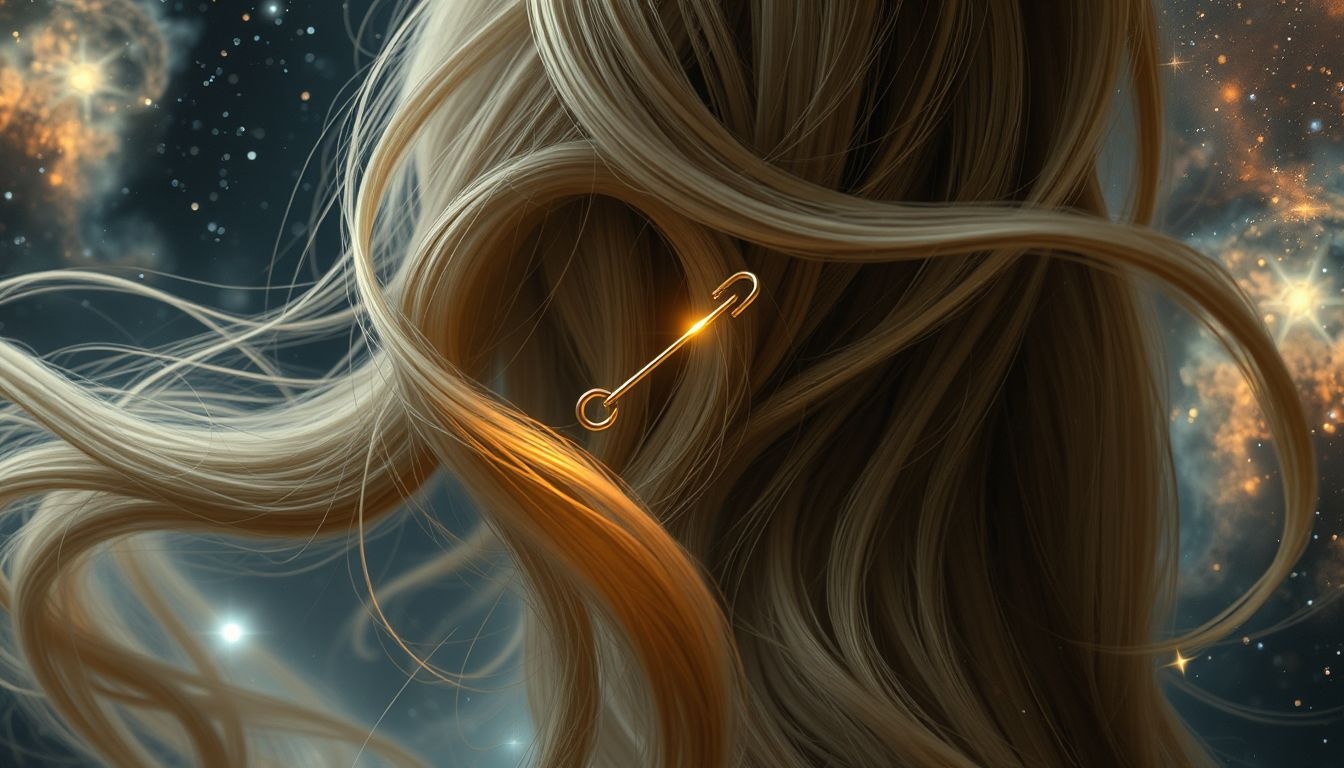 Een veiligheidsspeld in je haar symboliseert bescherming en verbinding.