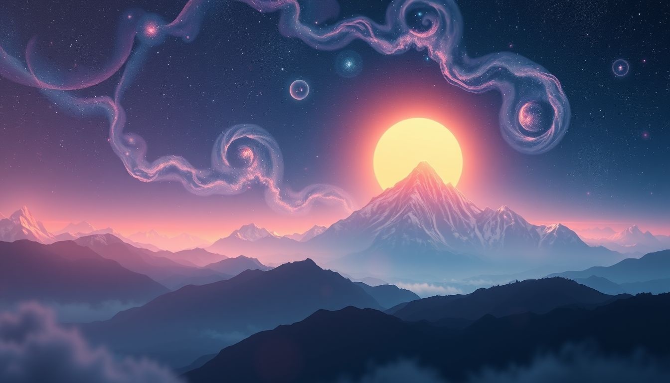 Dromen over zonsopgang boven bergen symboliseert nieuw begin en hoop.