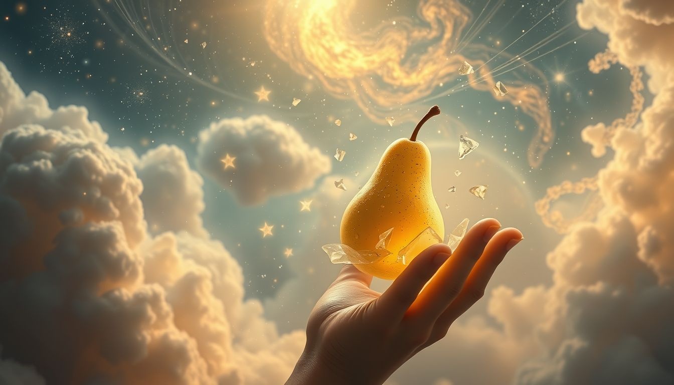 Dromen over het eten van een peer symboliseert innerlijke genoegens en vrede.