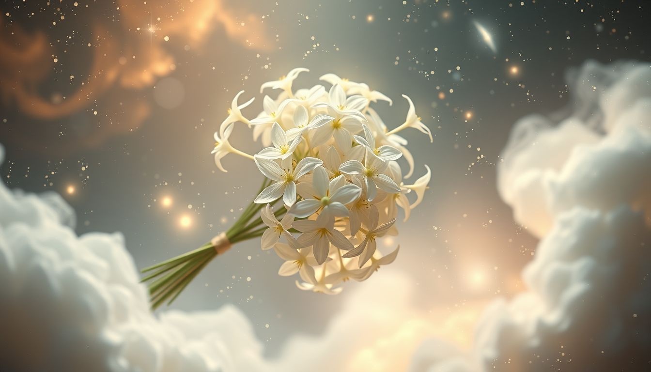 Dromen over jasmijn in bruidsboeket symboliseert puurheid en nieuw begin.