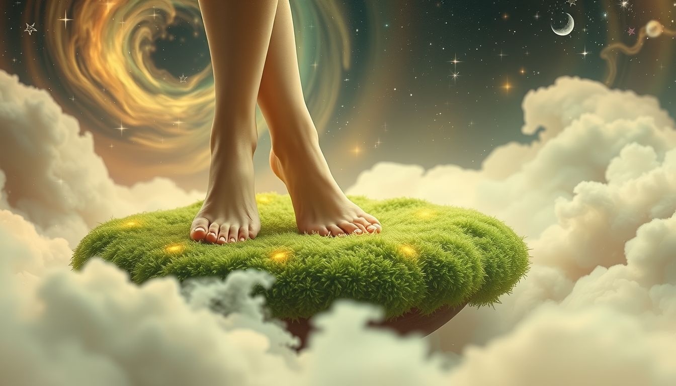 Lopen op mos symboliseert zachtheid en verbinding met natuurenergie.