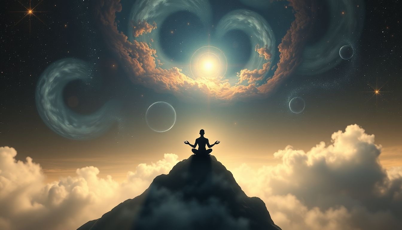 Dromen over meditatie op een bergtop symboliseert innerlijke rust en helderheid.