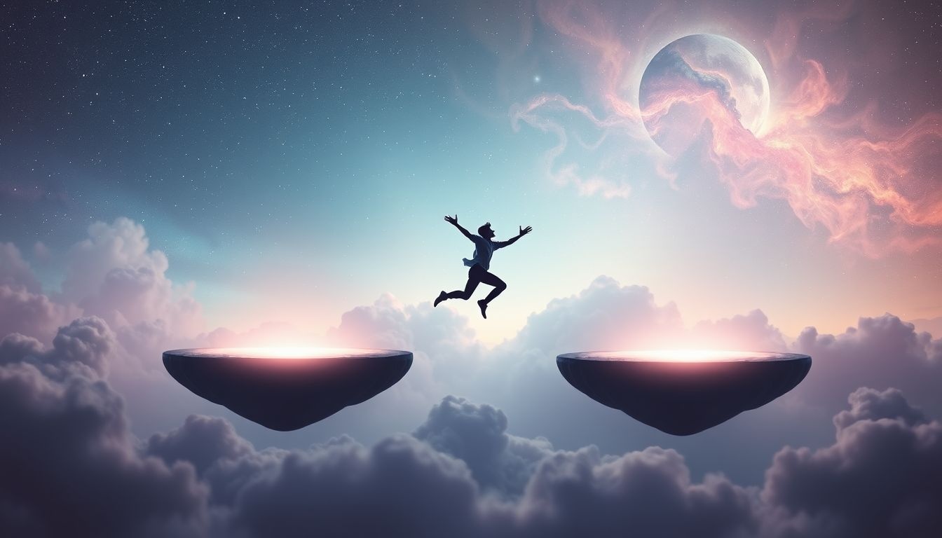 Dromen over springen symboliseert vaak moed of onderliggende angst.