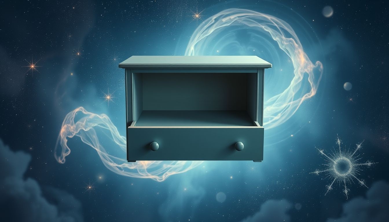 Een leeg dressoir symboliseert vaak gemiste kansen of leegte.