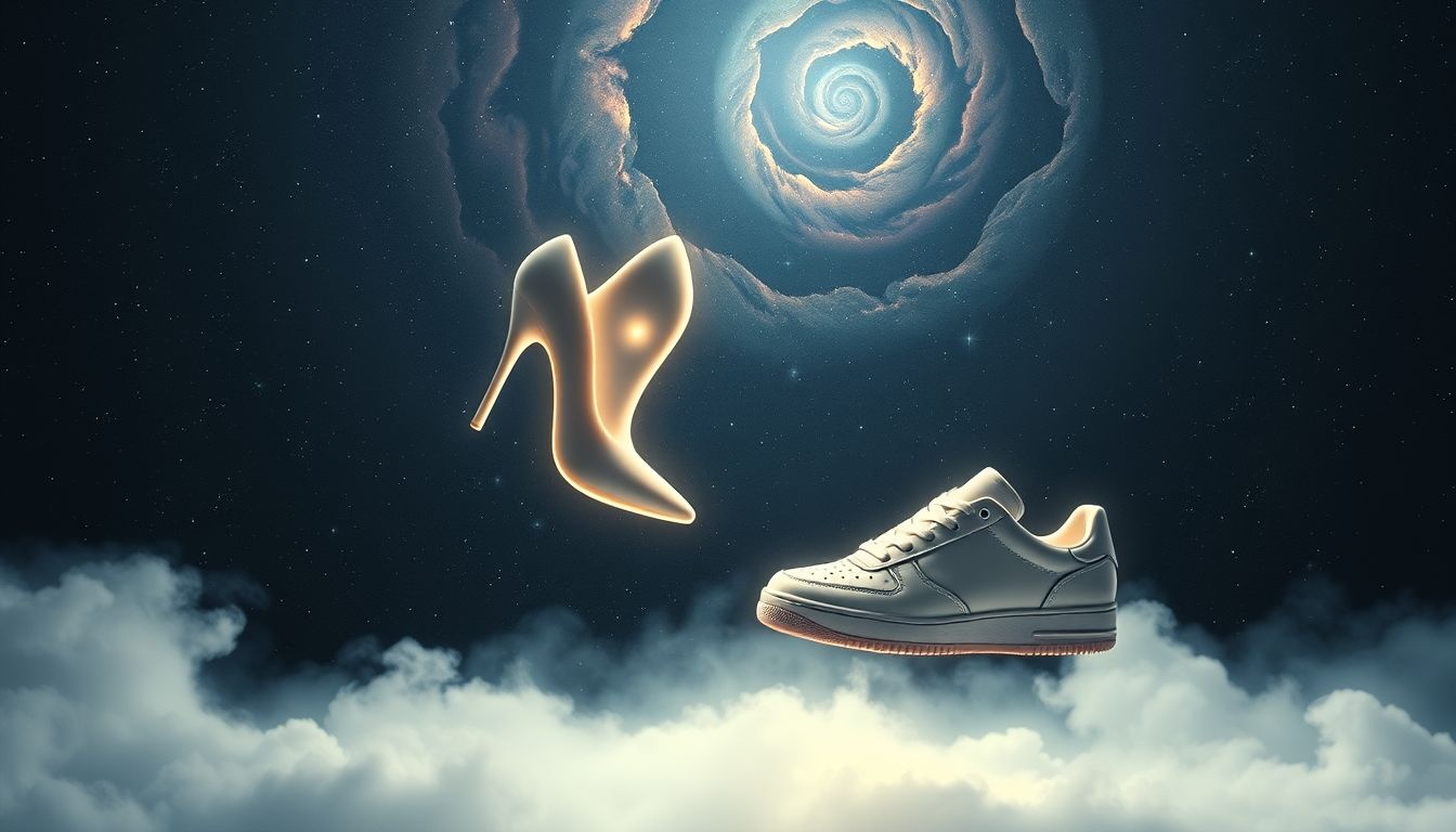 Een hak en sneaker symboliseren contrasten in je levenskeuzes.