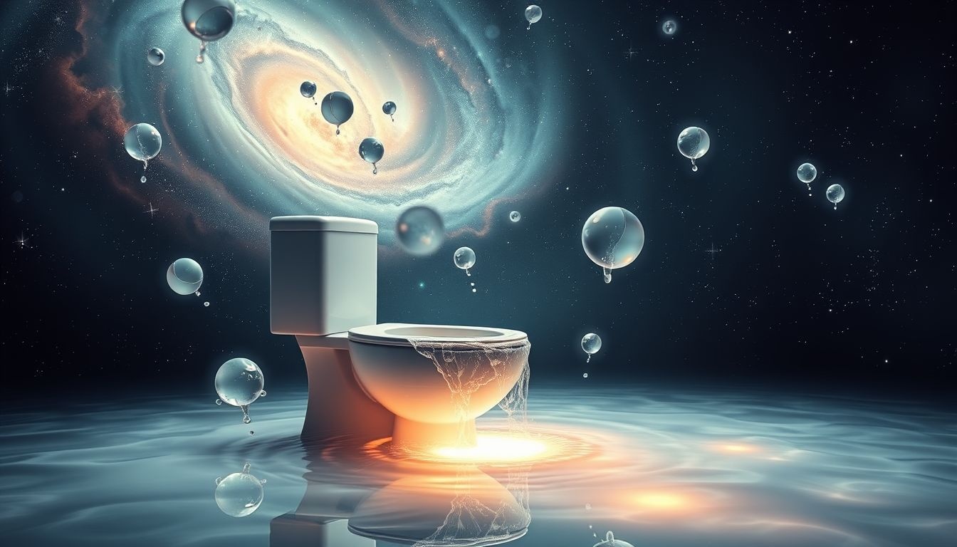 Een overstroomd toilet symboliseert emotionele opruiming en nieuwe kansen.