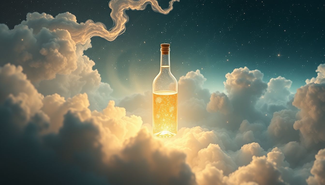 Een vol flesje in dromen symboliseert overvloed en tevredenheid.