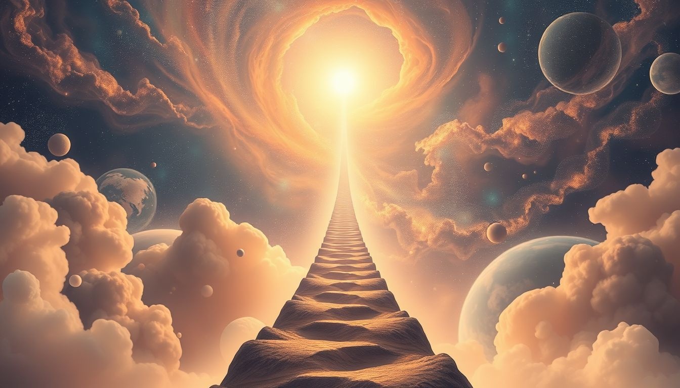 Een verticale weg bewandelen symboliseert persoonlijke groei en uitdaging.