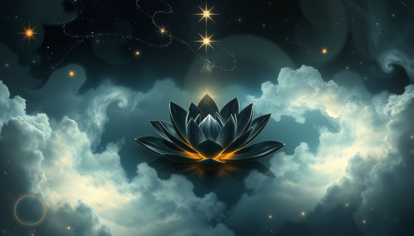Een zwarte waterlelie symboliseert diepe verborgen emoties en mysterie.