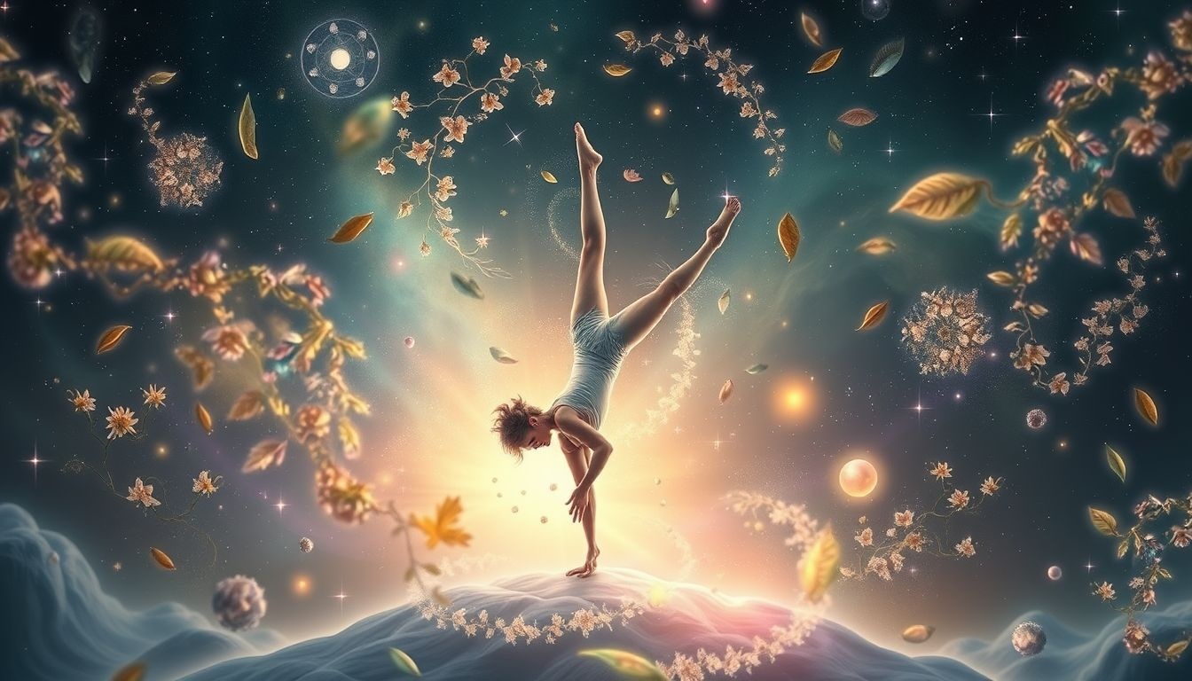 Handstand in de natuur symboliseert balans en innerlijke vrijheid.