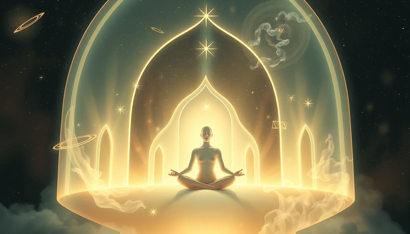 Mediteren in een klooster symboliseert innerlijke rust en spirituele groei.