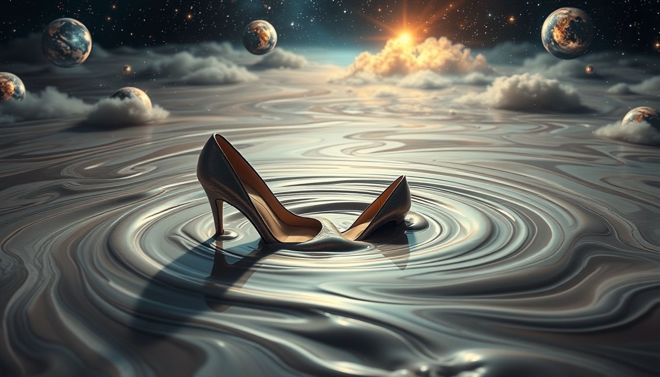 Dromen over stilettohakken in modder symboliseren moeilijke elegantie.