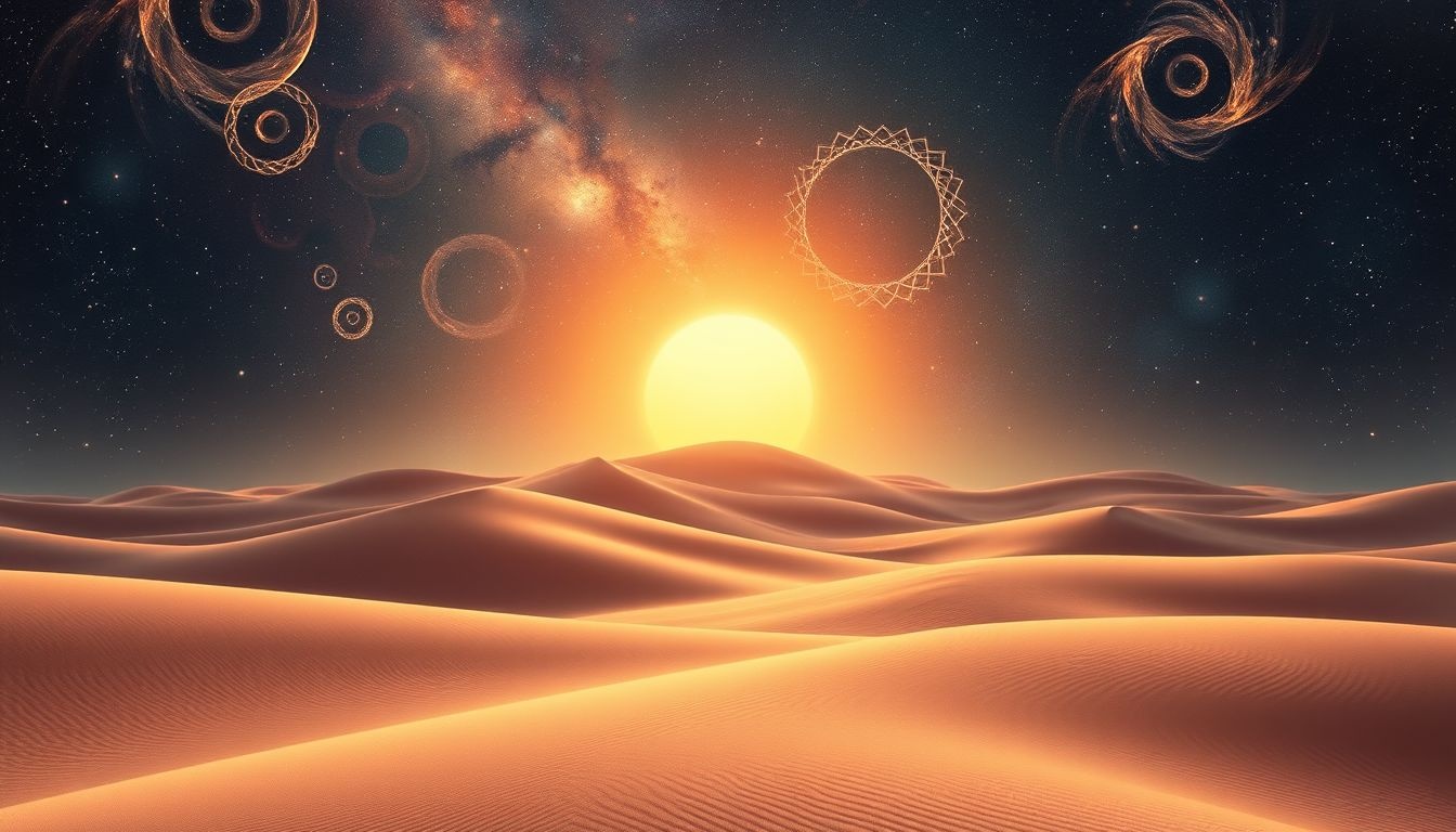 Een zonsopgang boven duinen symboliseert nieuw begin en hoop.