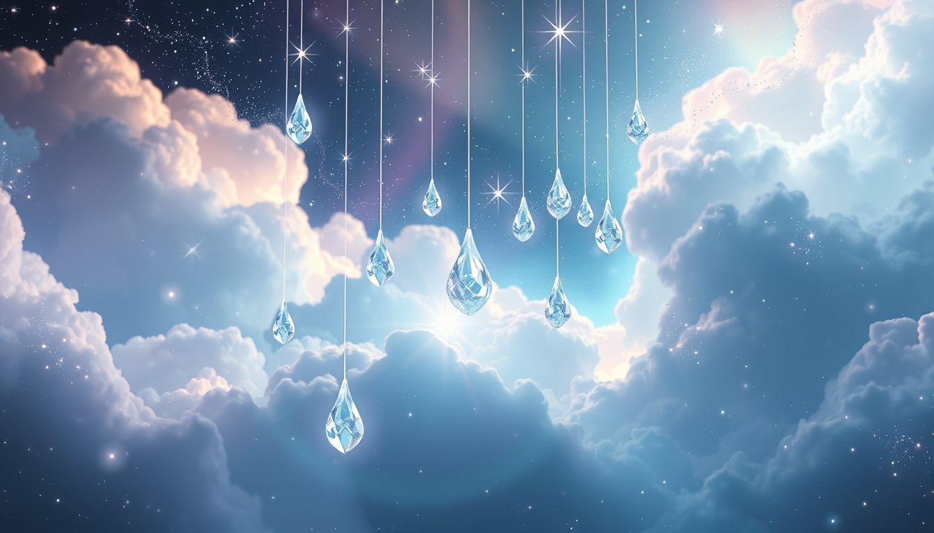 Diamanten regen symboliseert overvloed, rijkdom en spirituele groei.