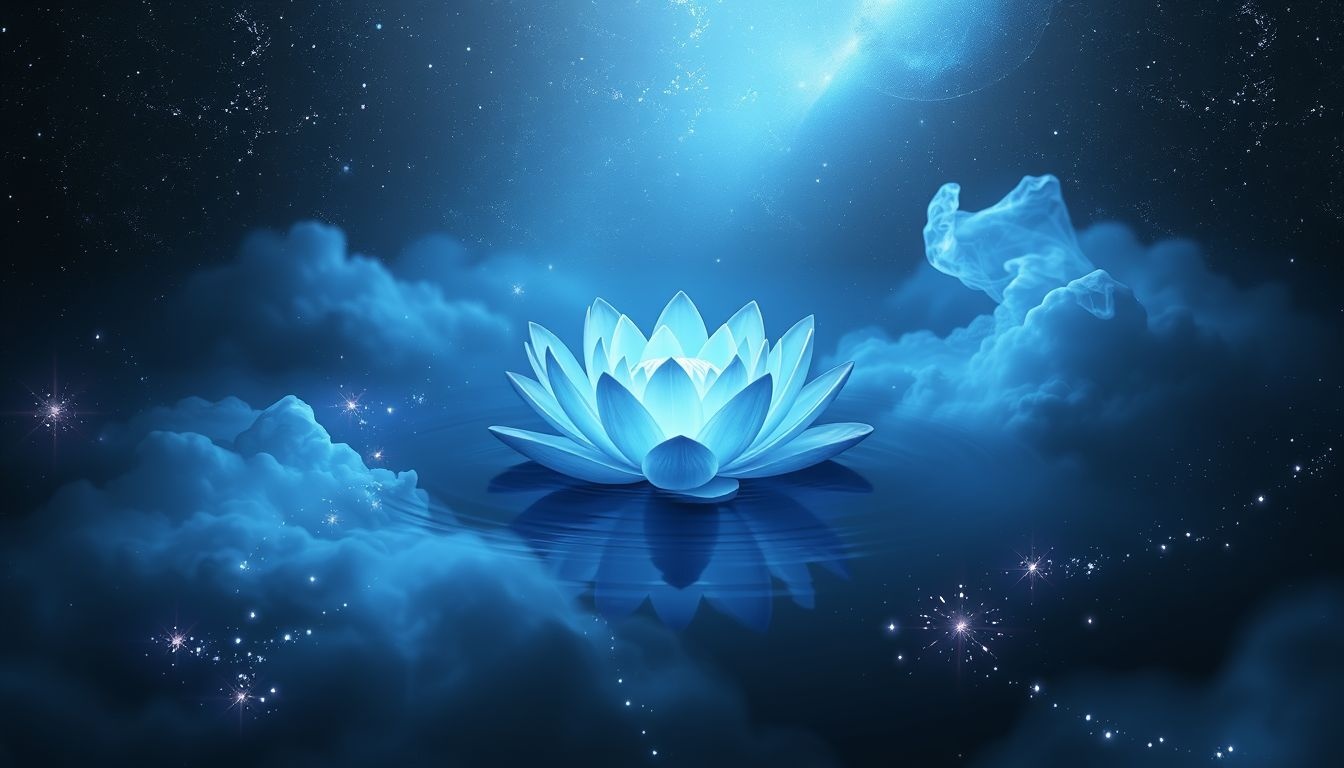 Een blauwe waterlelie symboliseert diepe innerlijke rust en spirituele groei.