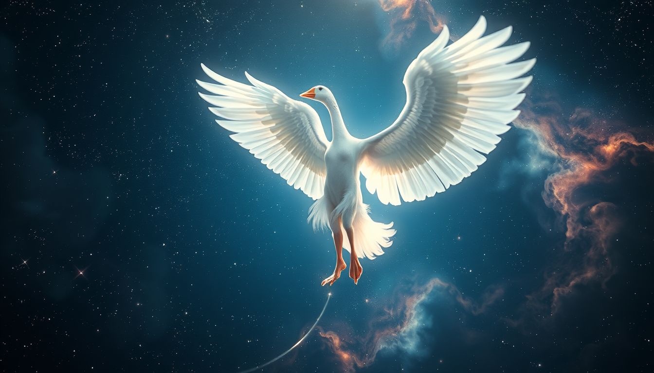 Vliegen met ganzenveren symboliseert vrijheid en spirituele groei.