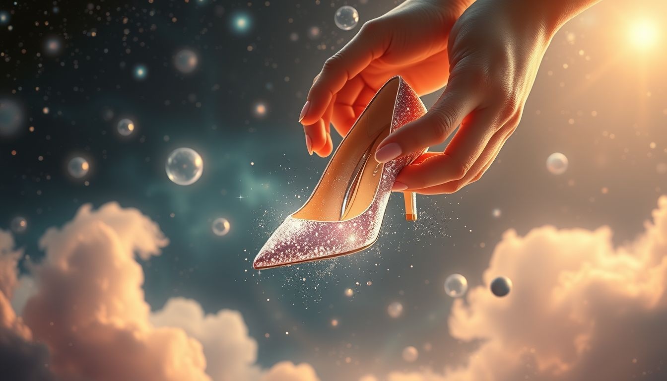 Een cadeau met stilettohakken symboliseert nieuwe zelfverzekerdheid en kracht.